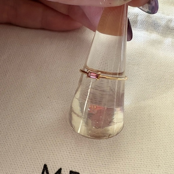 Mejuri Baguette Stacker Ring- Pink Tourmaline - Picture 4 of 6